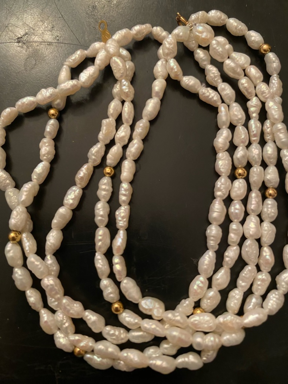 Dainty Freshwater Pearl Strand Bracelet with Gold Accent Beads